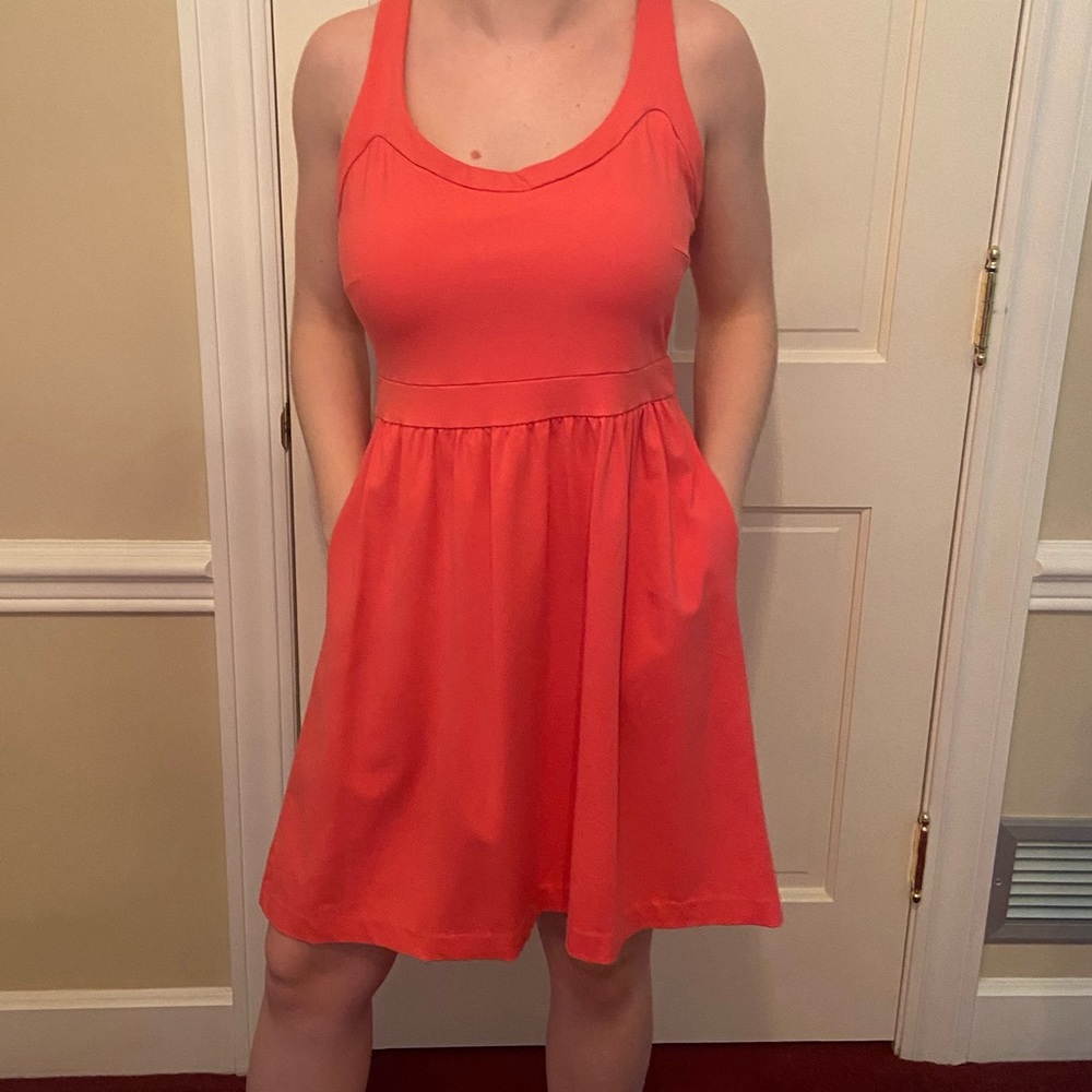 Coral dress with pockets